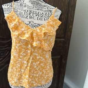 Old Navy Yellow Floral Ruffle Camisole with Adjustable Straps